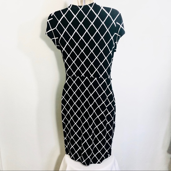 Express Black White Mini Dress XS Elastic Waist - Picture 6 of 8